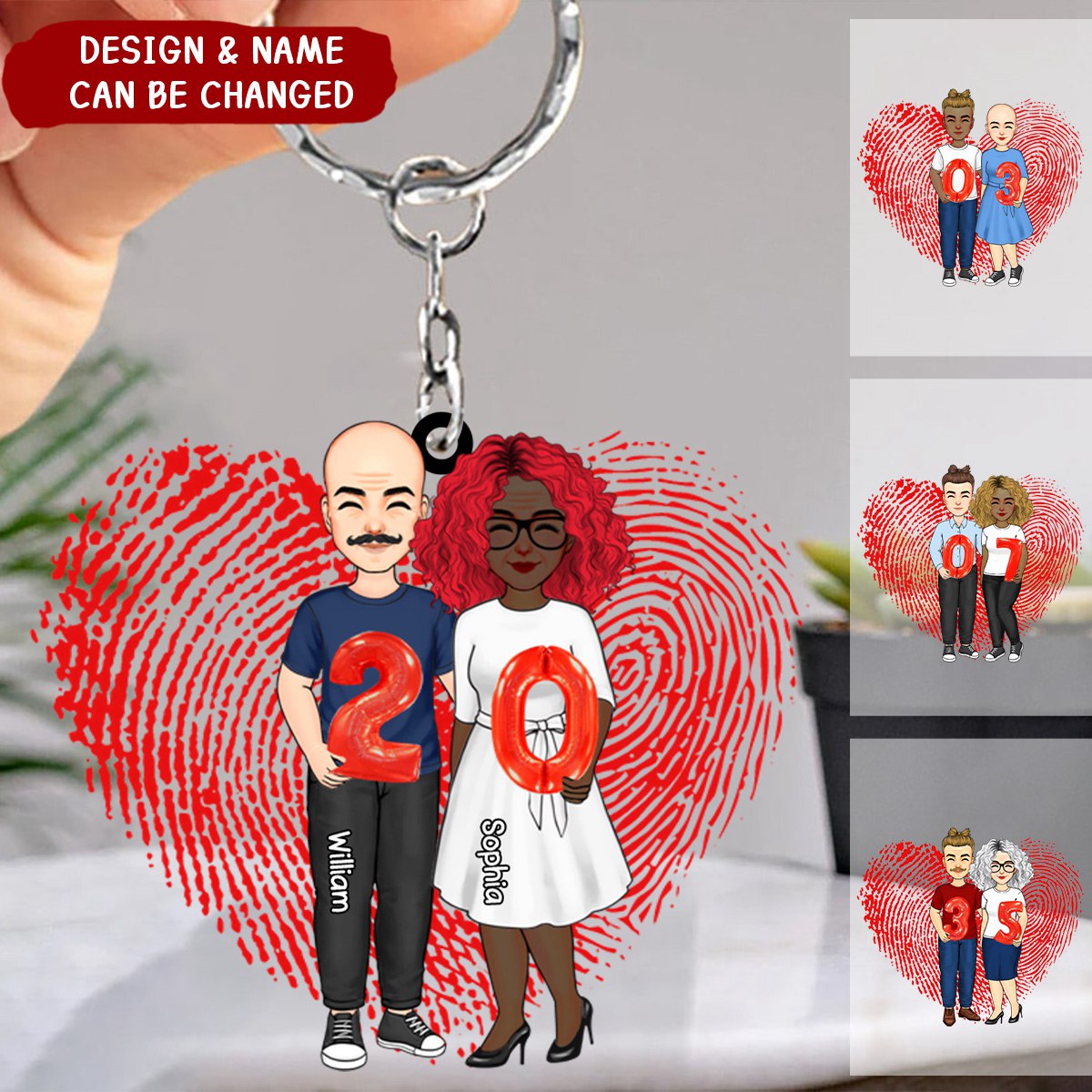 Couple Holding Balloons Anniversary Gift Personalized Acrylic Keychain