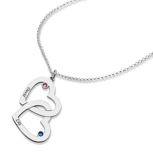 Mother's Day Gift Engraved 1-5 Intertwined Hearts Birthstones Necklace