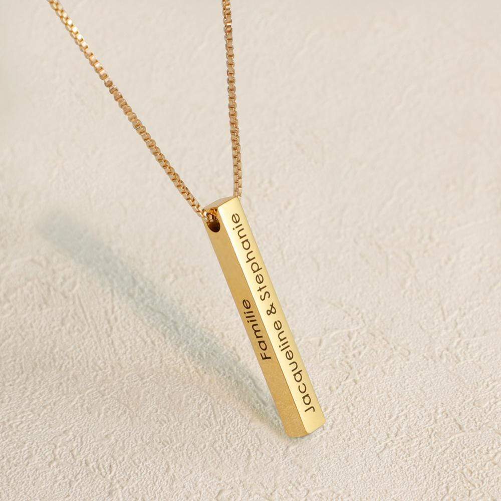 Personalized Engraved 3D Bar Necklace