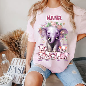 Personalized Gift For Grandma Elephants Pure Cotton T-shirt