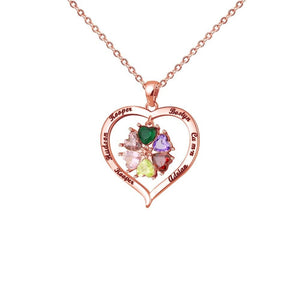 Mother's Day Gift Custom Diamond Heart Birthstone Necklace