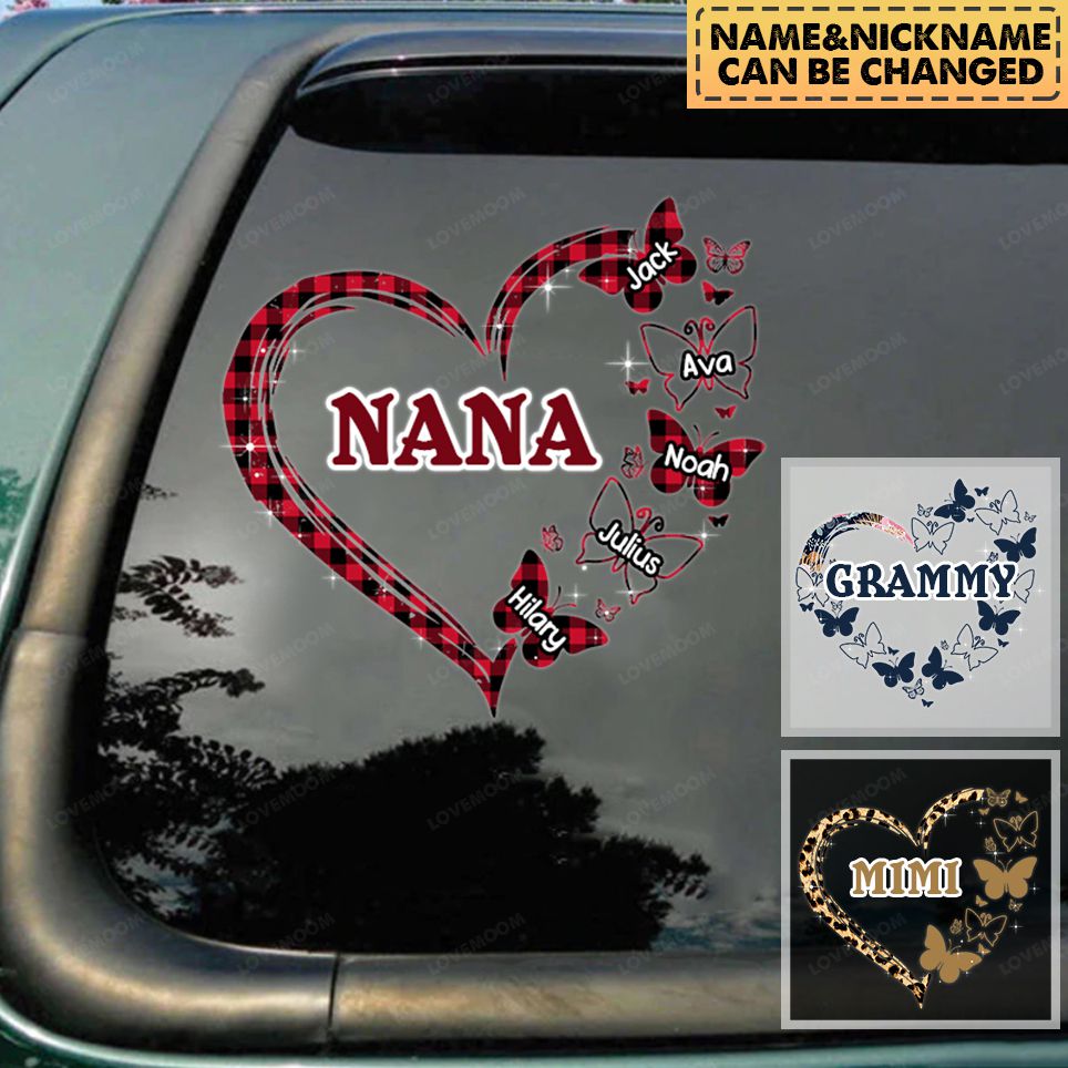 Leopard Checkered Floral Patterns Mom Grandma Heart Personalized Decal