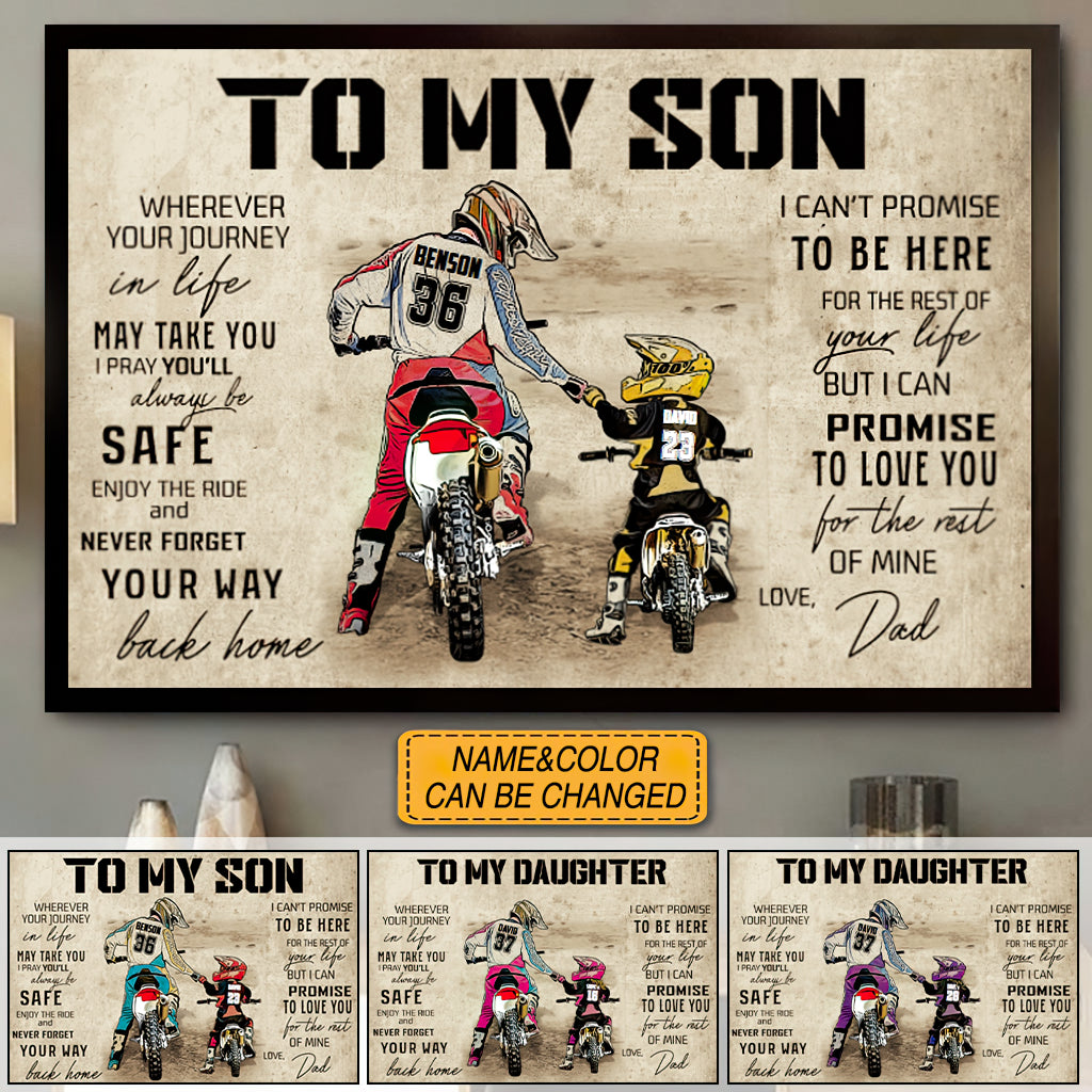Personalized Motocross Poster, with custom Name, Number & Appearance, Vintage Style, Dirt Bike Dad And Son, Dad And Daughter Gift