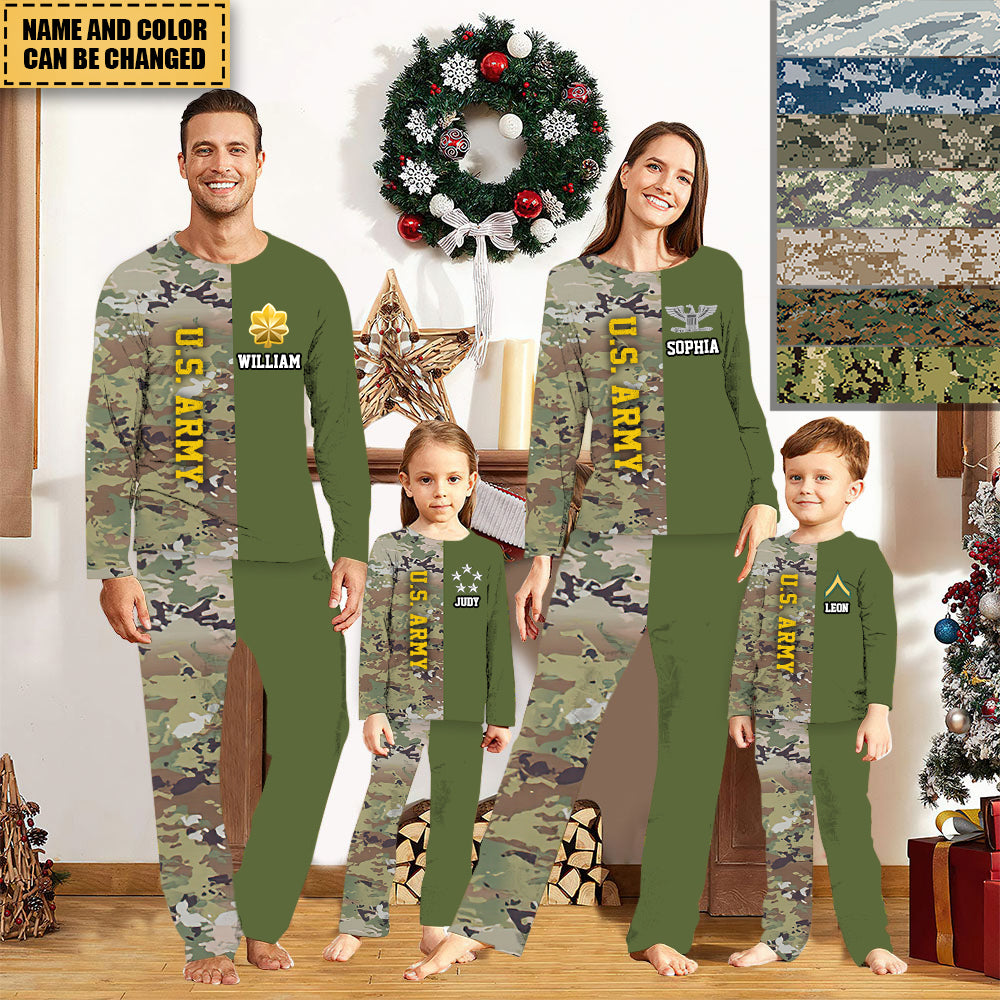 U.S. Soldier Personalized your - Matching with Pajamas, faceworm name Camo Family