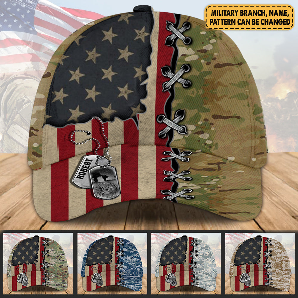 Personalized Cap For Veteran Custom Military Branch Logo and Name