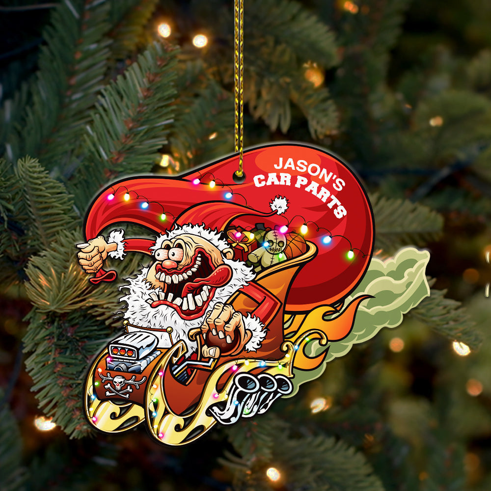 Hot Rod Santa - Personalized Christmas Ornament - Christmas Gift For Drag Racer
