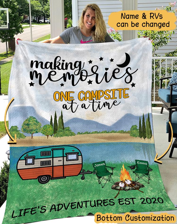 Personalized This Is Our Happy Place Camping Couple Blanket Gift For Camper