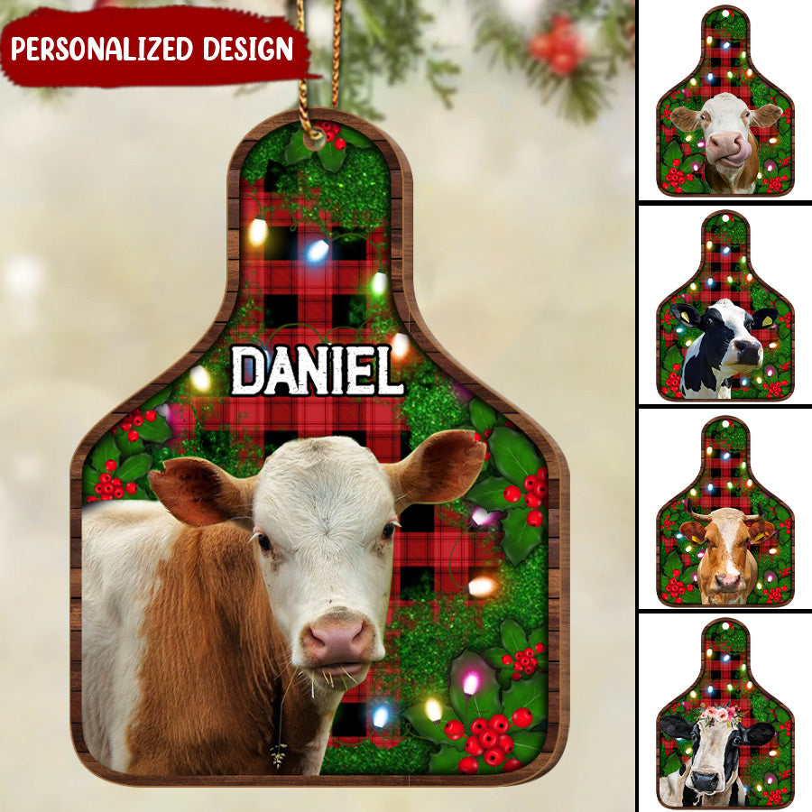 Colorful Christmas Cow Breeds Custom Name Personalized Ornament