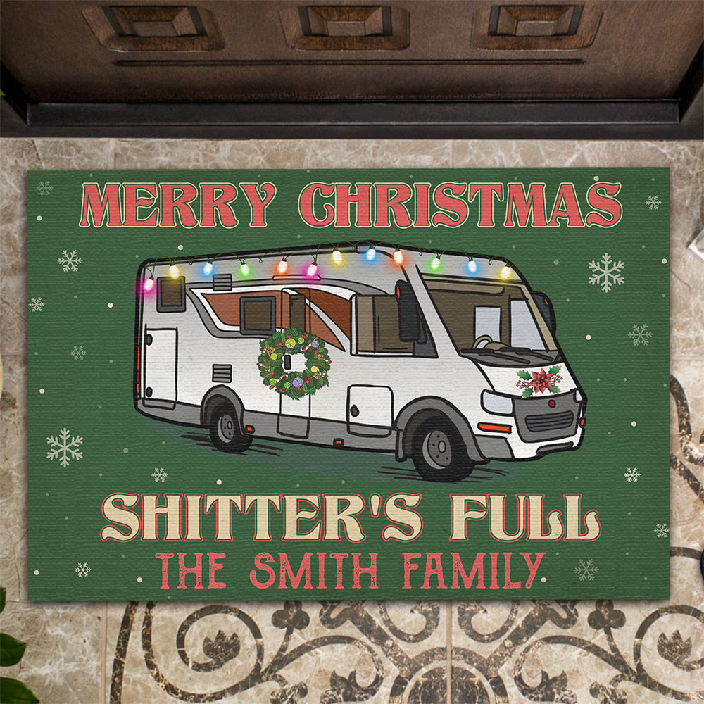 Custom Christmas Camper Doormat - Merry Christmas Shitter's Full