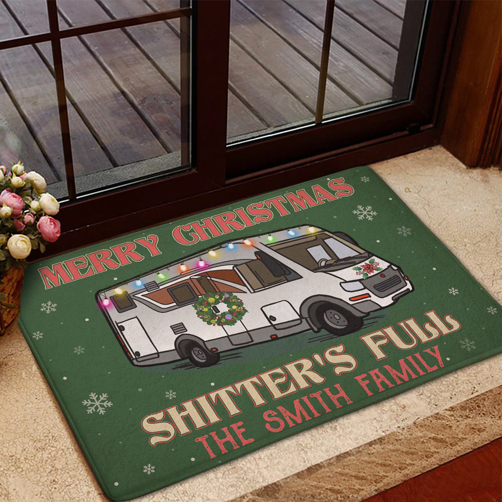 Custom Christmas Camper Doormat - Merry Christmas Shitter's Full