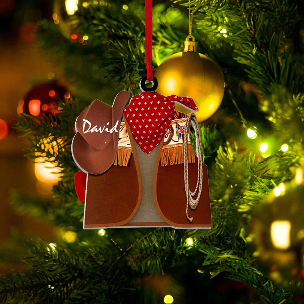 Personalized Cowboy Costume Cowboy Vest Hat Rope Bandana Ornament