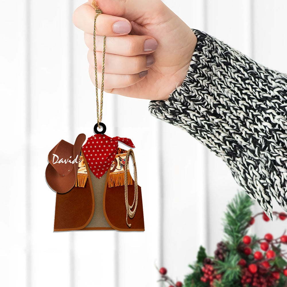 Personalized Cowboy Costume Cowboy Vest Hat Rope Bandana Ornament